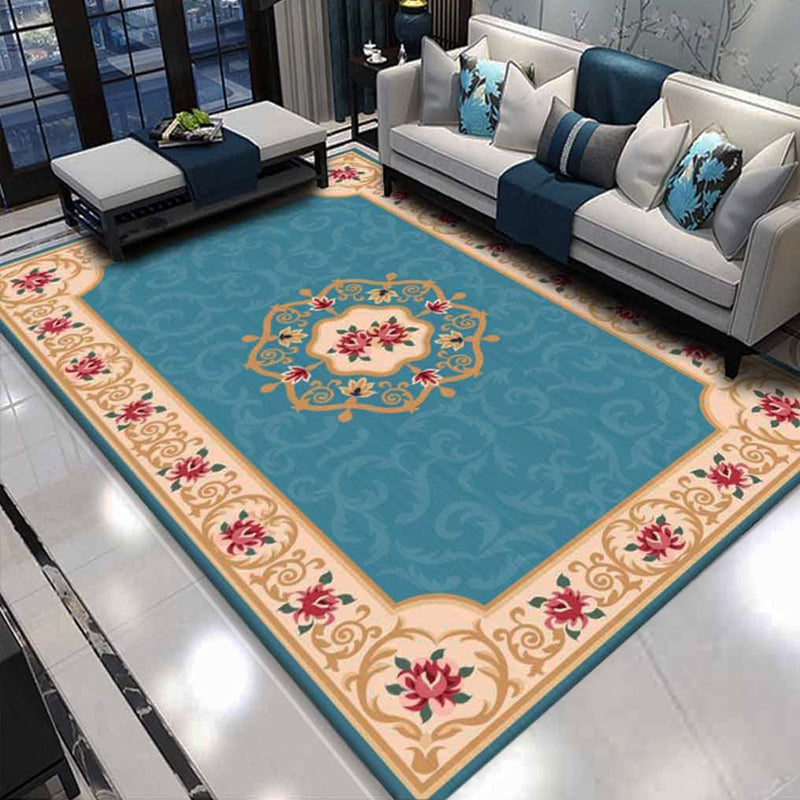 BowLift | Shabby Chic Living Room Rug Multicolor Floral Pattern Indoor Rug Cotton Blend Non-Slip Back Pet-Friendly Area Rug