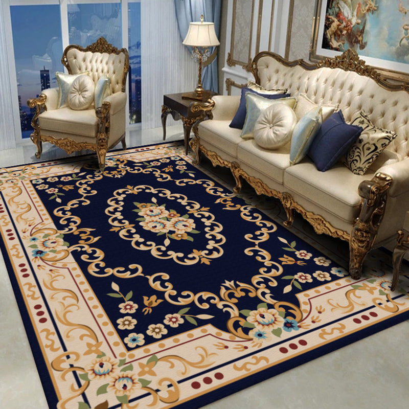 BowLift | Shabby Chic Living Room Rug Multicolor Floral Pattern Indoor Rug Cotton Blend Non-Slip Back Pet-Friendly Area Rug