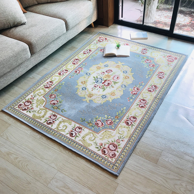 BowLift | Antique Living Room Rug Multicolor Flower Printed Area Rug Polyester Non-Slip Back Easy Care Indoor Rug