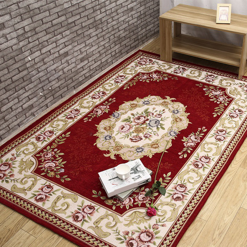 BowLift | Antique Living Room Rug Multicolor Flower Printed Area Rug Polyester Non-Slip Back Easy Care Indoor Rug