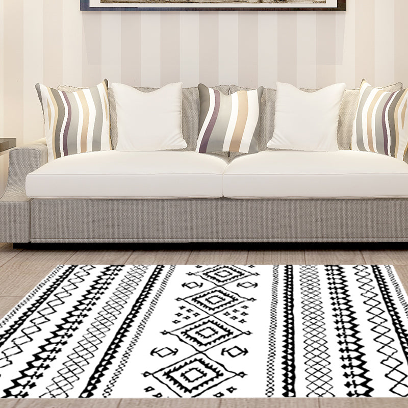 BowLift | Diamond geometric southwest rug for bedroom synthetic pet-friendly area rug in black and white