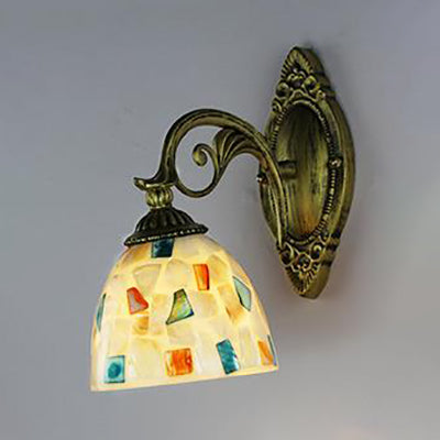BowLift | 1 Light White-Grey/Beige/Yellow-Blue Glass Wall Lighting with Shade Tiffany Loft Shell Wall Light for Bedroom