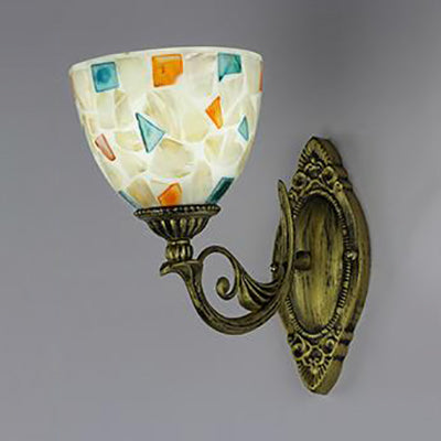 BowLift | 1 Light White-Grey/Beige/Yellow-Blue Glass Wall Lighting with Shade Tiffany Loft Shell Wall Light for Bedroom