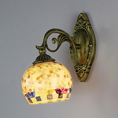 BowLift | 1 Light White-Grey/Beige/Yellow-Blue Glass Wall Lighting with Shade Tiffany Loft Shell Wall Light for Bedroom