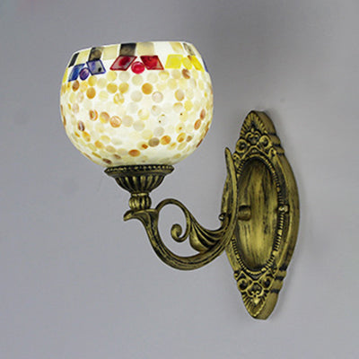 BowLift | 1 Light White-Grey/Beige/Yellow-Blue Glass Wall Lighting with Shade Tiffany Loft Shell Wall Light for Bedroom