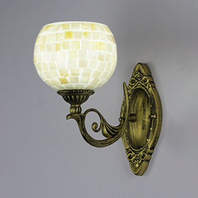BowLift | 1 Light White-Grey/Beige/Yellow-Blue Glass Wall Lighting with Shade Tiffany Loft Shell Wall Light for Bedroom