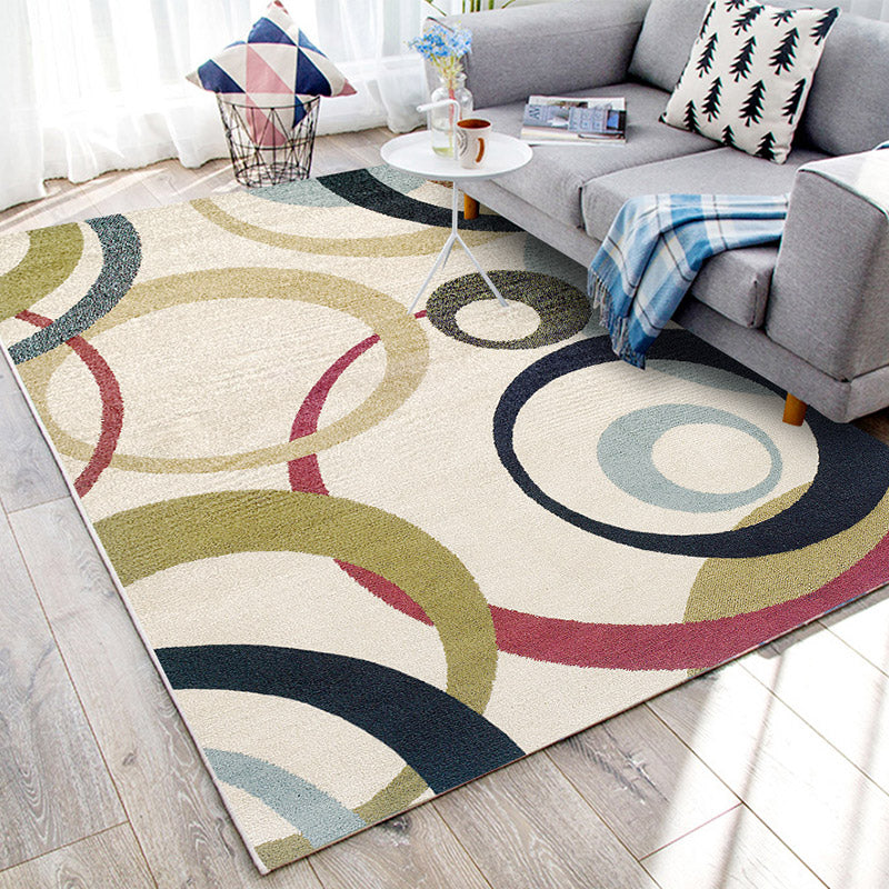 BowLift | Relaxing Living Room Carpet Multi Color Geometric Pattern Area Rug Polypropylene Non-Slip Back Washable Area Rug