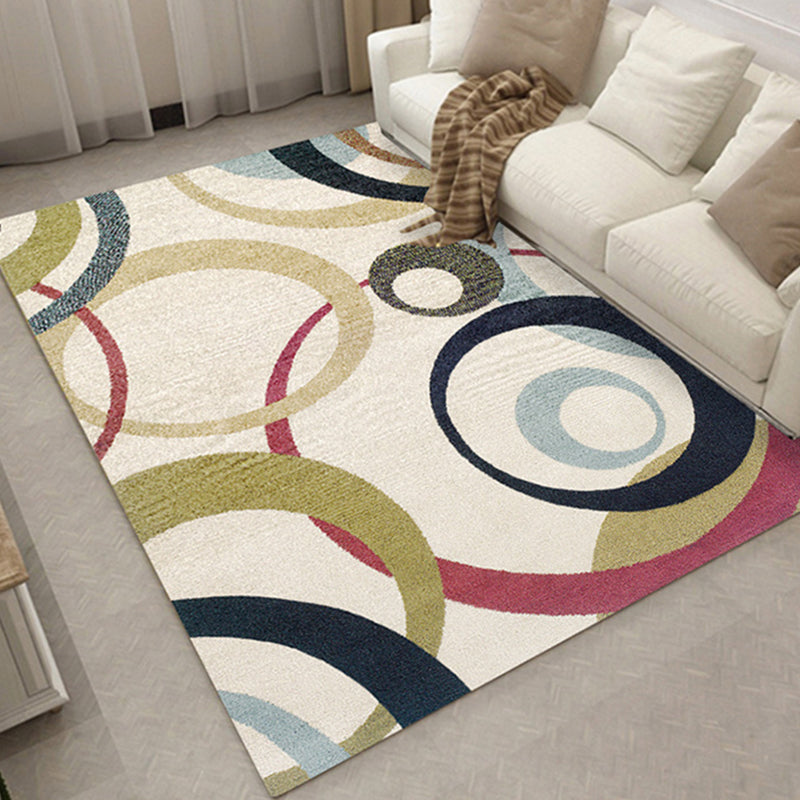 BowLift | Relaxing Living Room Carpet Multi Color Geometric Pattern Area Rug Polypropylene Non-Slip Back Washable Area Rug