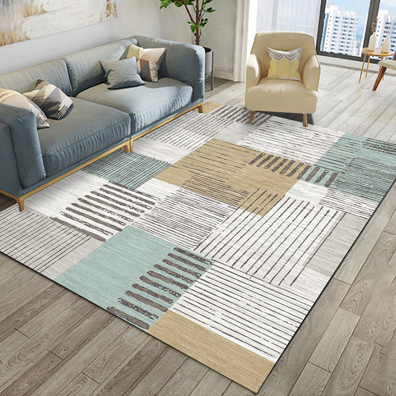 BowLift | Relaxing Living Room Carpet Multi Color Geometric Pattern Area Rug Polypropylene Non-Slip Back Washable Area Rug