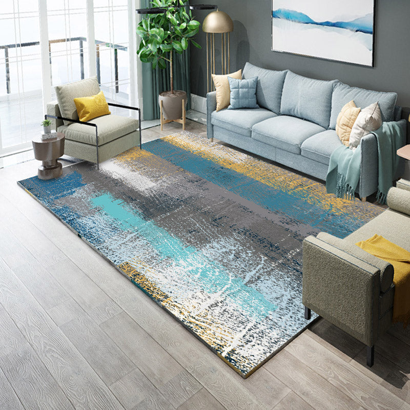 BowLift | Industrial Living Room Rug Multicolor Abstract Printed Indoor Rug Synthetic Non-Slip Backing Easy Care Area Rug