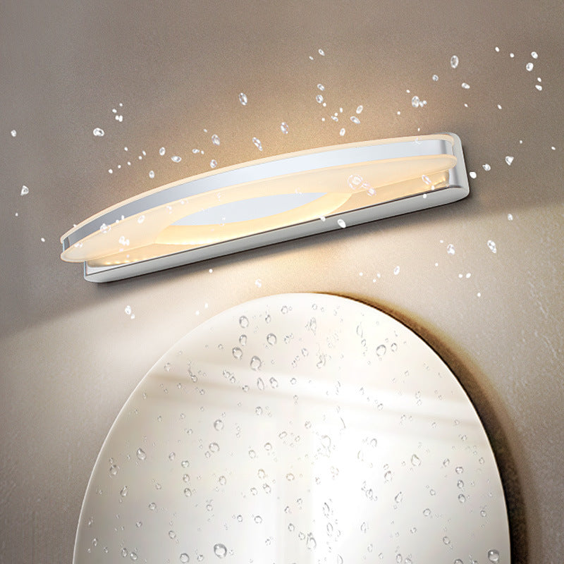 BowLift | Curved LED Vanity Mirror Light Simplicity Stainless Steel Chrome Wall Lamp for Bathroom