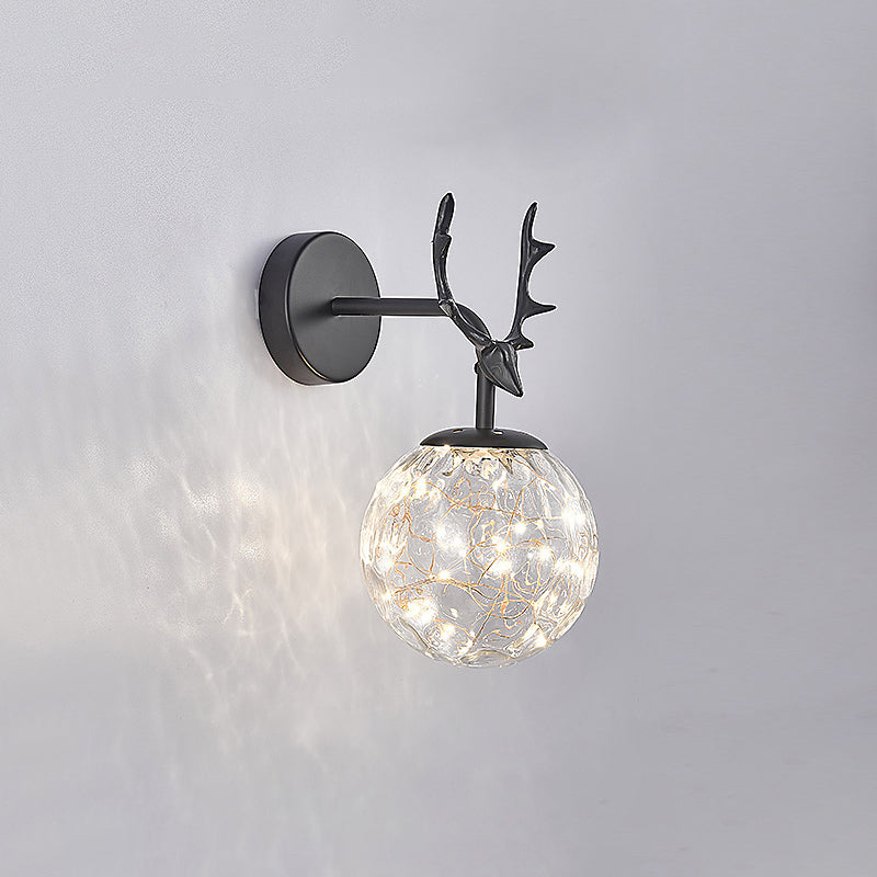 BowLift | Antler and Ball Bedroom Wall Light Glass LED Minimalist Wall Mount Lamp with Star Light String