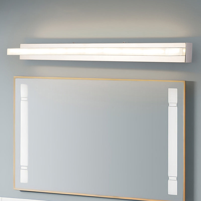 BowLift | Acrylic Rectangular Vanity Wall Light Acrylic Modernist LED Bathroom Wall Mounted Lamp in Chrome