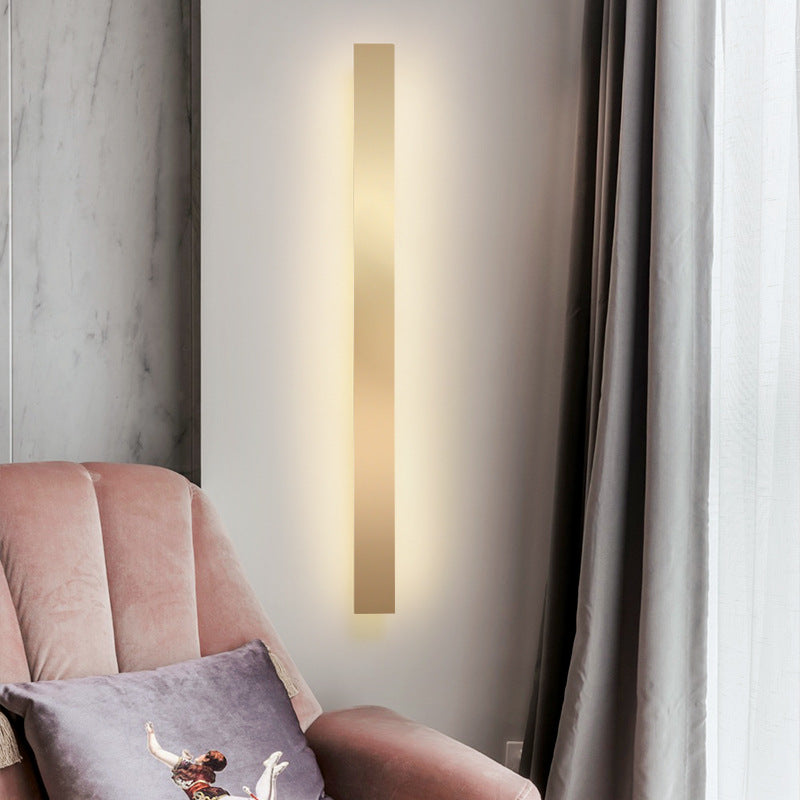 BowLift | Aluminium Beam-Shaped Flush Wall Sconce Minimalist Gold-Plated LED Wall Lamp for Living Room