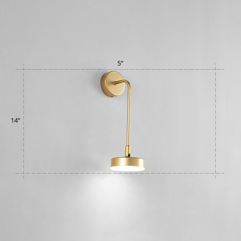 BowLift | Round Metal LED Wall Light Simple Style Gold Wall Mounted Lamp for Bedroom