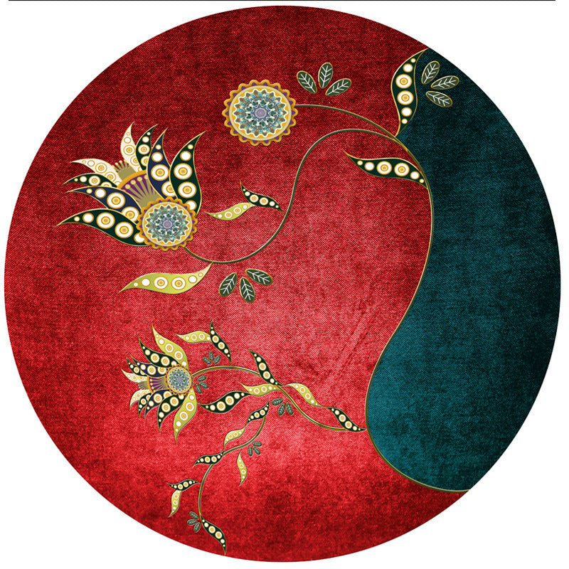 BowLift | Chinese Decorative Carpet Multicolored Crane Printed Area Rug Synthetic Non-Slip Back Easy Maintenance Area Rug