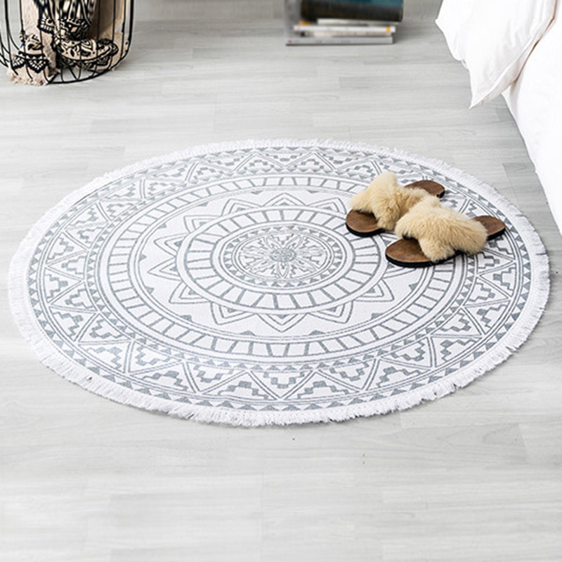 BowLift | Moroccan geometric printed carpet Multicolored cotton rug easy-care pet-friendly indoor rug for the bedroom