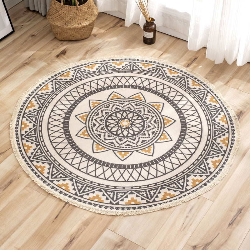 BowLift | Moroccan geometric printed carpet Multicolored cotton rug easy-care pet-friendly indoor rug for the bedroom