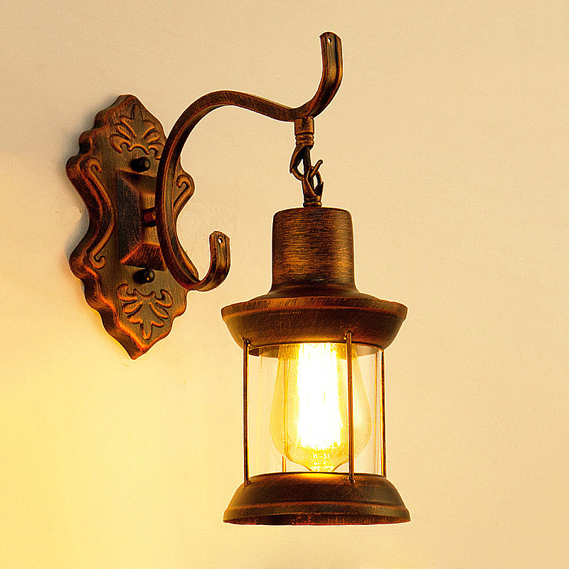 BowLift | Weather Copper A Light Wall Lamp Rustic Style Clear Glass Petroleum Lighting Fixture