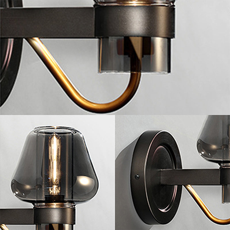 BowLift | Black Single-Lamp Wall Light Modern Smoke Glass Mushroom Lighting for the Bedroom