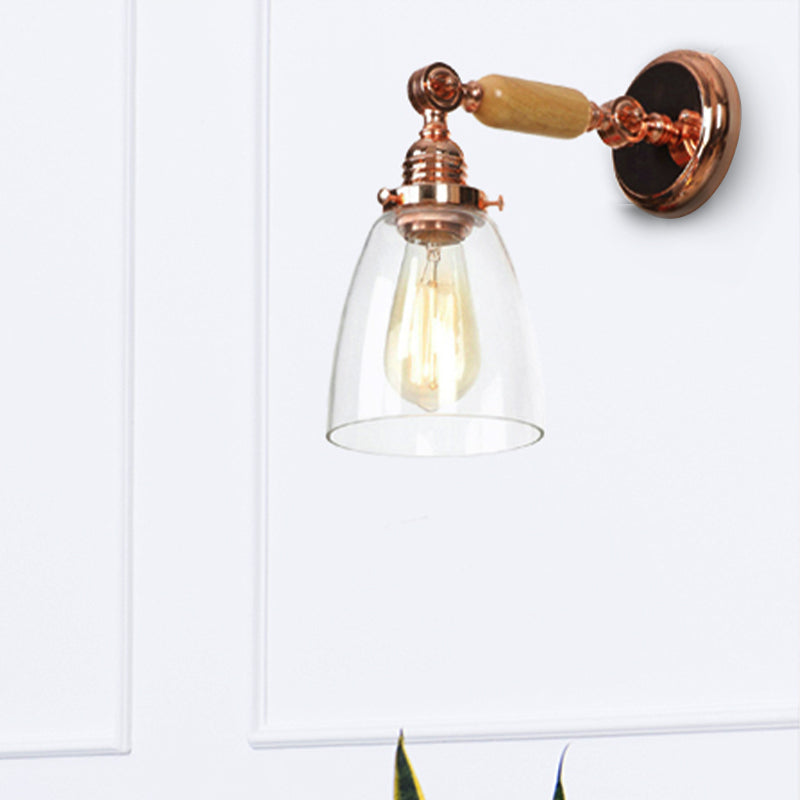 BowLift | A wall light with a conical shade made of clear glass industrial design living room wall lamp