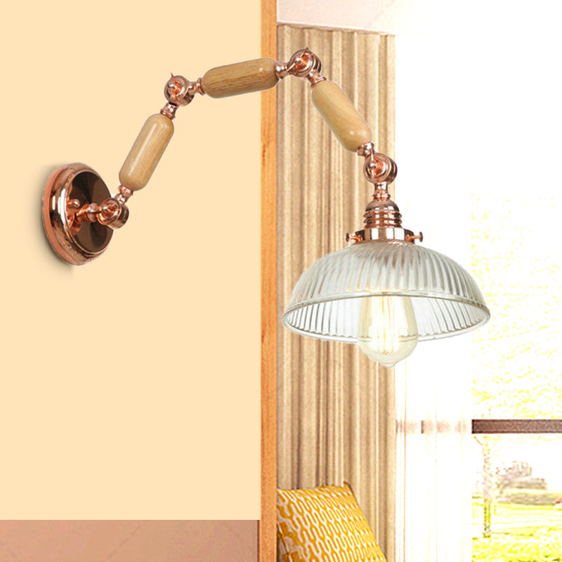 BowLift | A wall lamp with a bowl shade ribbed glass vintage style living room wall light fixture
