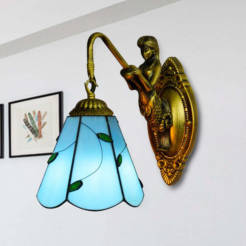 BowLift | 1 Main Installation Lighting Tiffany Lily Blue/Yellow Glass Wall Lamp for Hallway