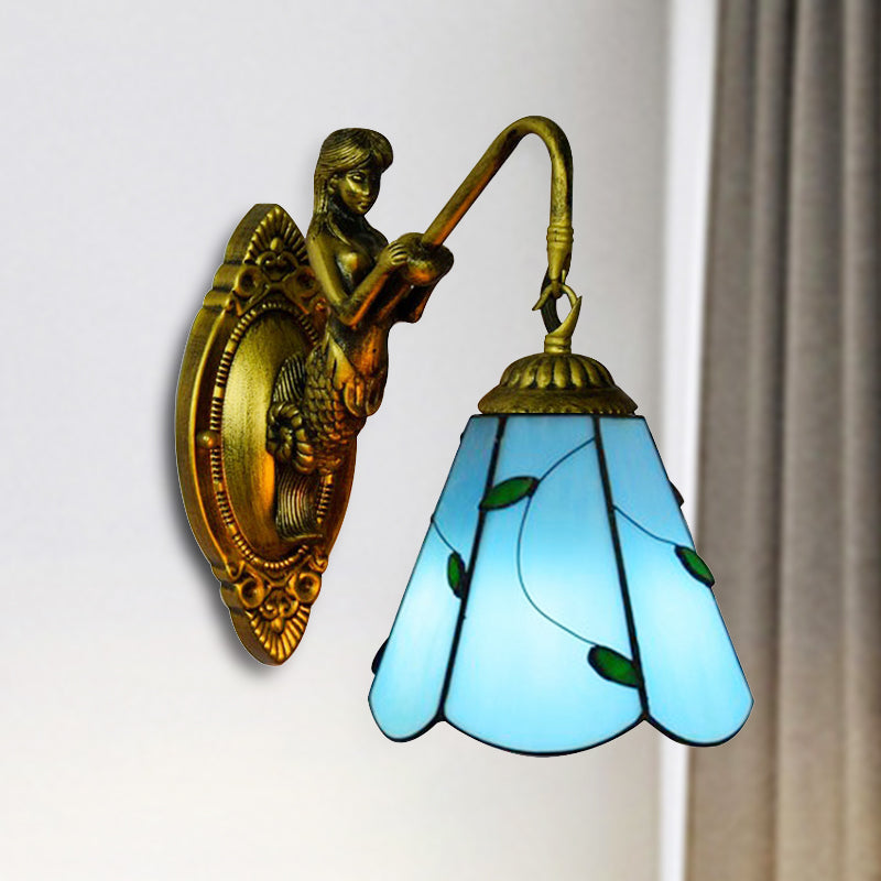 BowLift | 1 Main Installation Lighting Tiffany Lily Blue/Yellow Glass Wall Lamp for Hallway