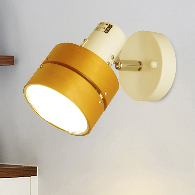 BowLift | Study Room Drum Wall Lamp Corner Adjustable Wood Contemporary 1 Light Beige Wall Lamp