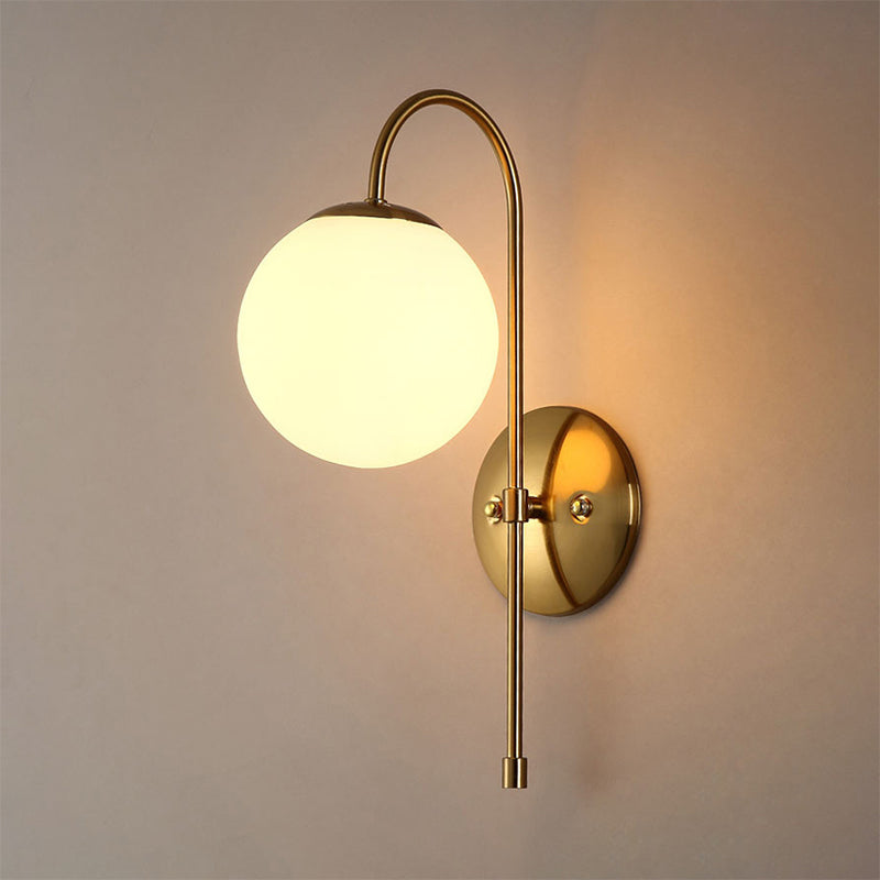 BowLift | Brass Globe Wall Lamp Modern Opal Glass 1 Light Coffee House Wall Lamp Fixture