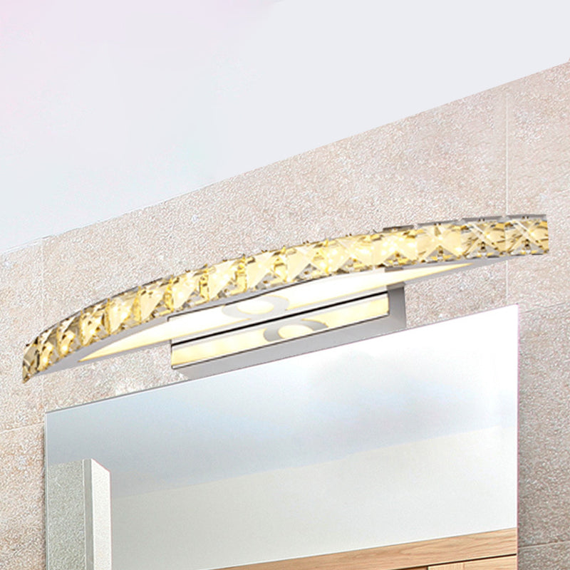 BowLift | Flared Vanity Lighting Modern Style Clear/Champagne Crystal 17"/21" W LED Wall Lamp, Warm/White Light