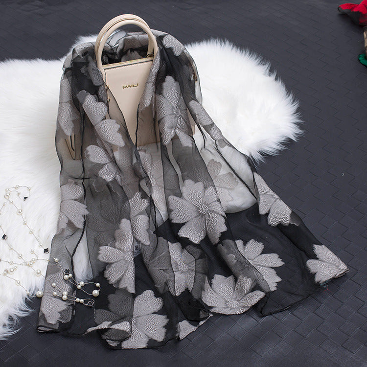 BowLift | Silk scarf with cut flowers hollow motif