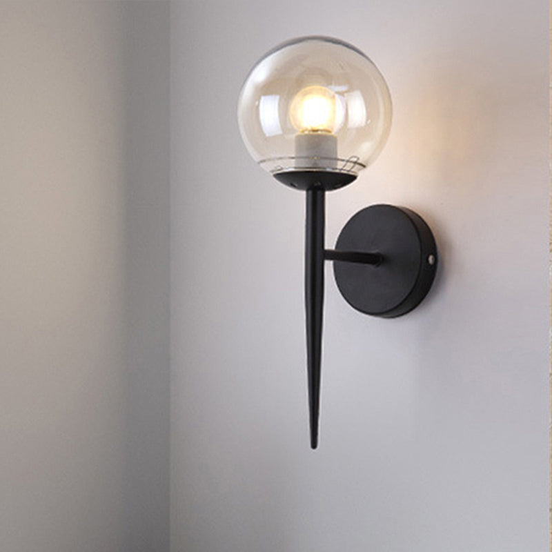 BowLift | Black/Yellow Round Wall Lighting Modern Clear Glass 1 Light Bedroom Wall Lamp Light