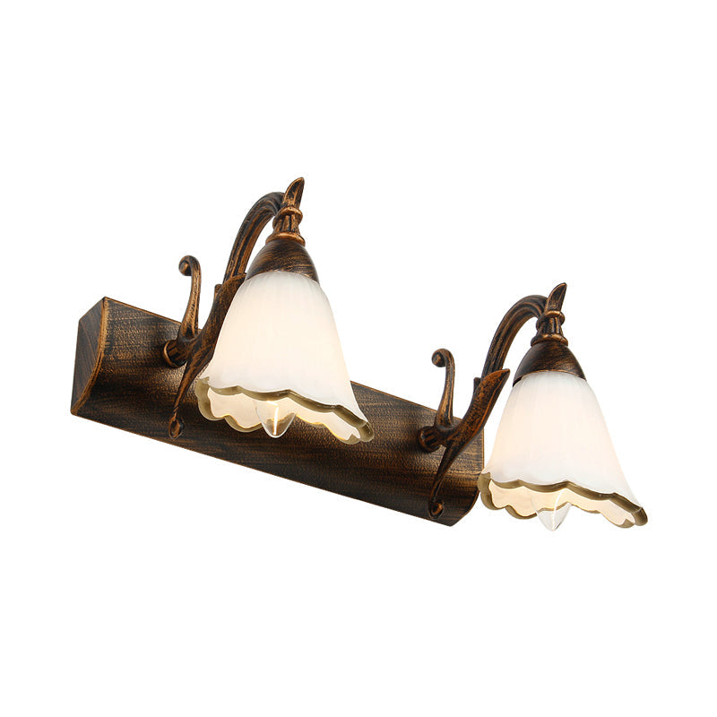 BowLift | Flower Bath Wall Light Classic Opal Glass 2/3/4 Lights Bronze/White Make-Up Lighting