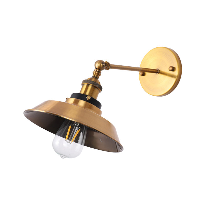 BowLift | Rotatable Barn/Cone Shade Wall Lamp Industrial Style Metal 1 Head Wall Lighting Fixture in Brass for Kitchen