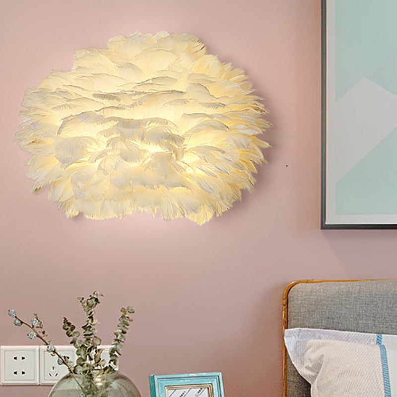 BowLift | Home decoration wall lamp modern ambient lighting white feather wall light for living room bedroom