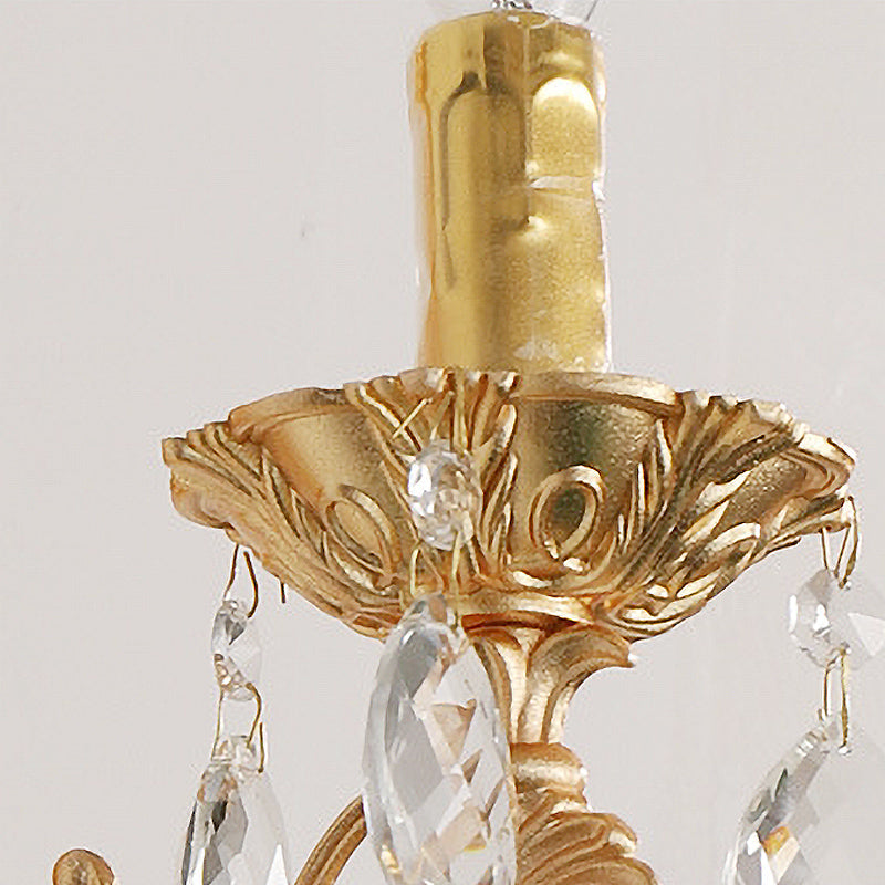 BowLift | Candle Holder Wall Lamp Postmodern Metal 1/2 Heads Living Room Sconce Lamp in Brass with Crystal Drop Accent