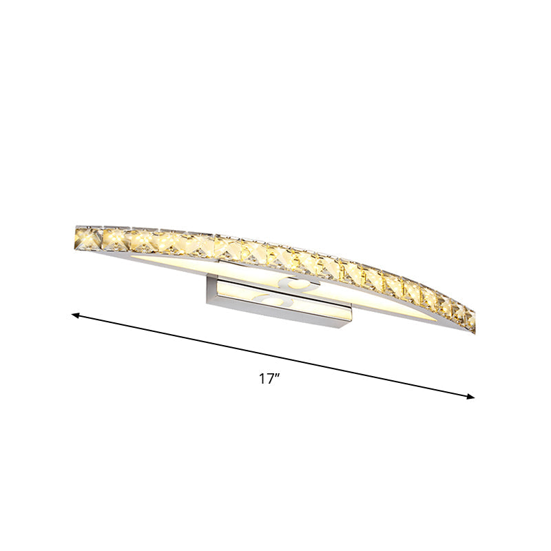 BowLift | Flared Vanity Lighting Modern Style Clear/Champagne Crystal 17"/21" W LED Wall Lamp, Warm/White Light