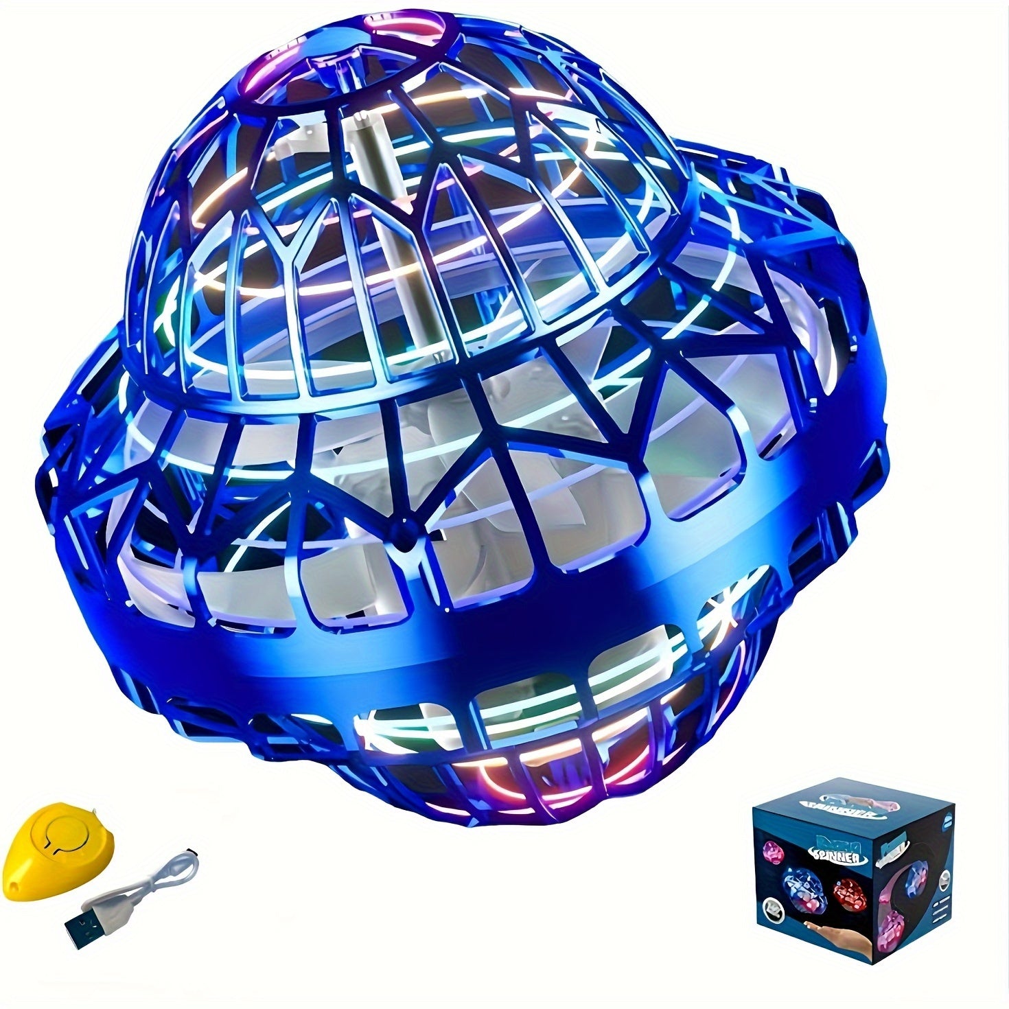 BowLift | Hand-Operated UFO Flying Ball Toy – Hovering Drone with LED Lights, Boomerang Effect, Perfect Christmas Gift for Kids