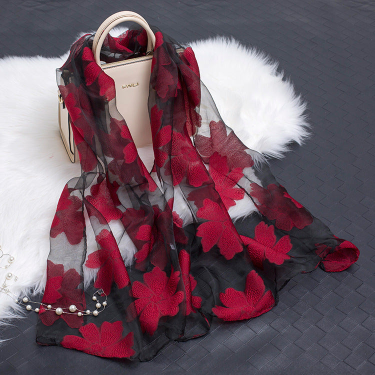 BowLift | Silk scarf with cut flowers hollow motif