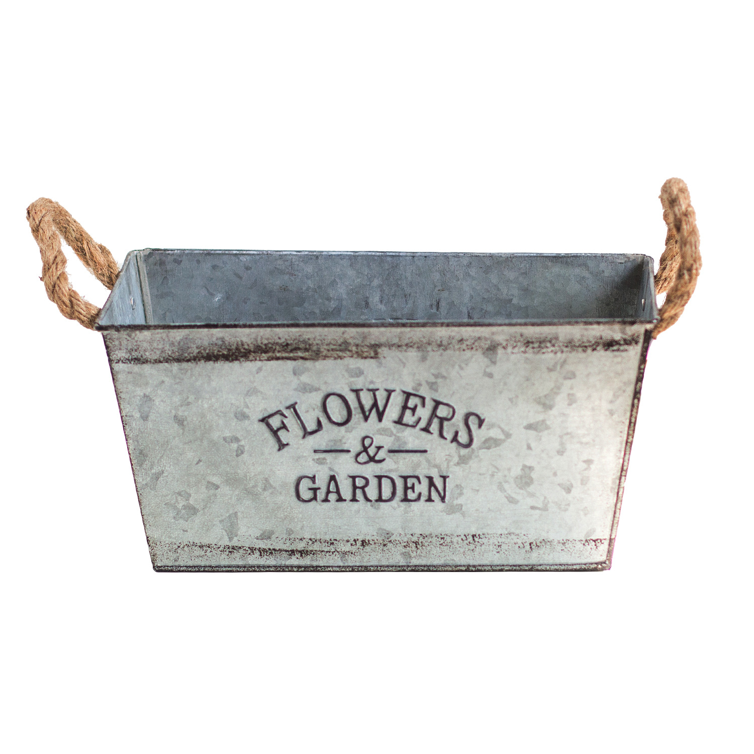 BowLift | Decorative flower and garden container made of metal with hemp rope handles