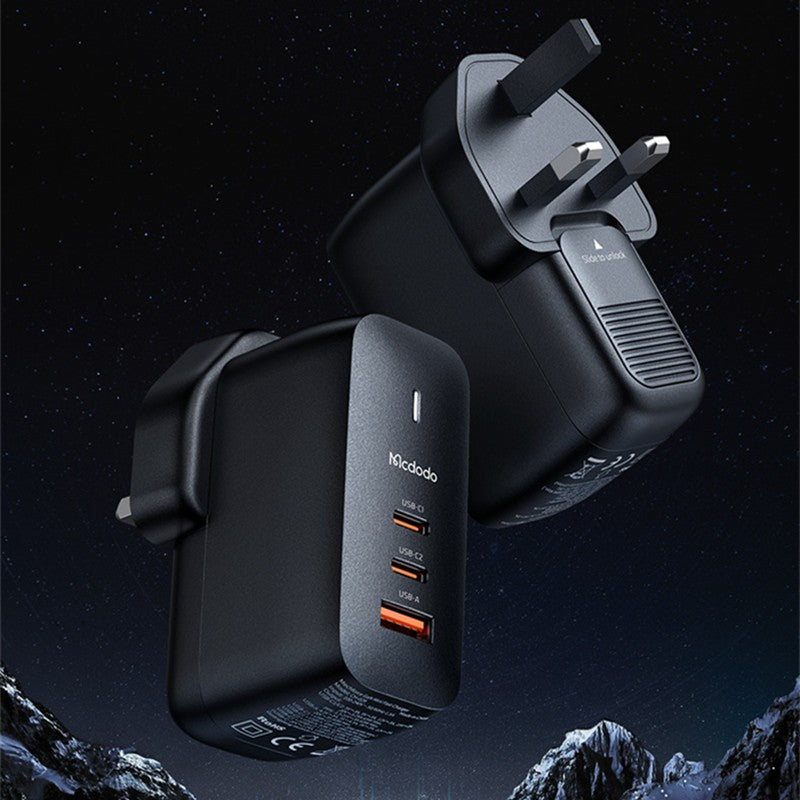 BowLift | 65W Phone Charger with 2 USB-C & 1 USB-A Ports, for Phone & Laptop