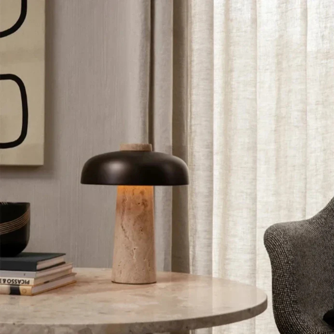 BowLift | Luxury Travertine LED Table Lamp