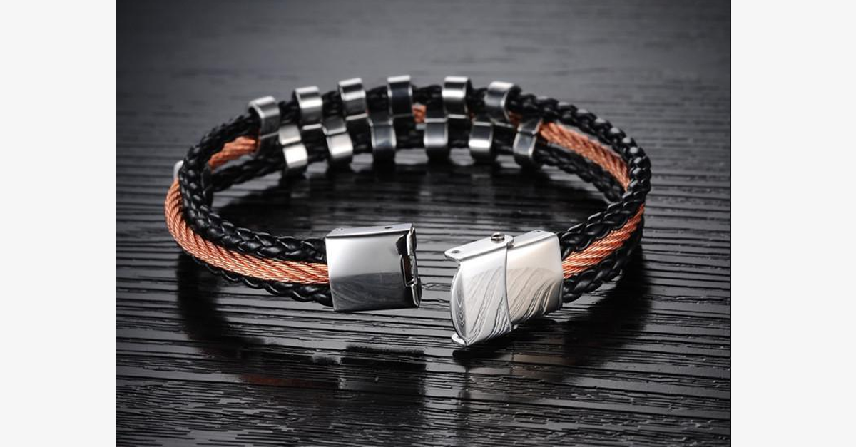 BowLift | Rough Tracks Stainless Steel Men's Bracelet