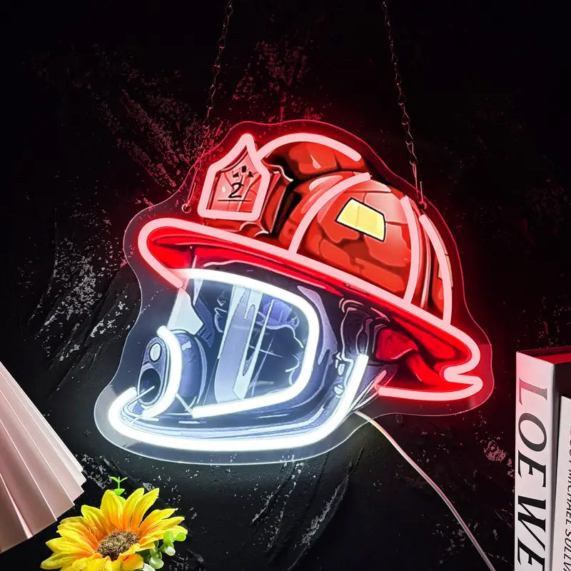 BowLift | Firefighter Helmet Neon Sign