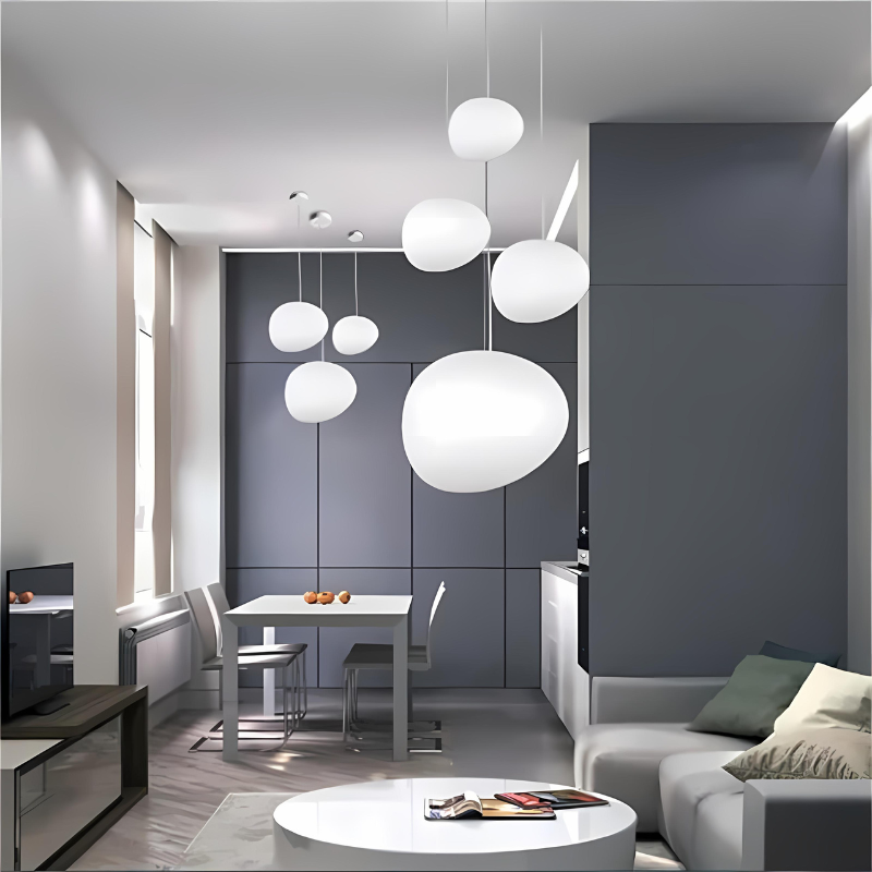 BowLift | GloStone | Elegant Glass Pebble Pendant Light