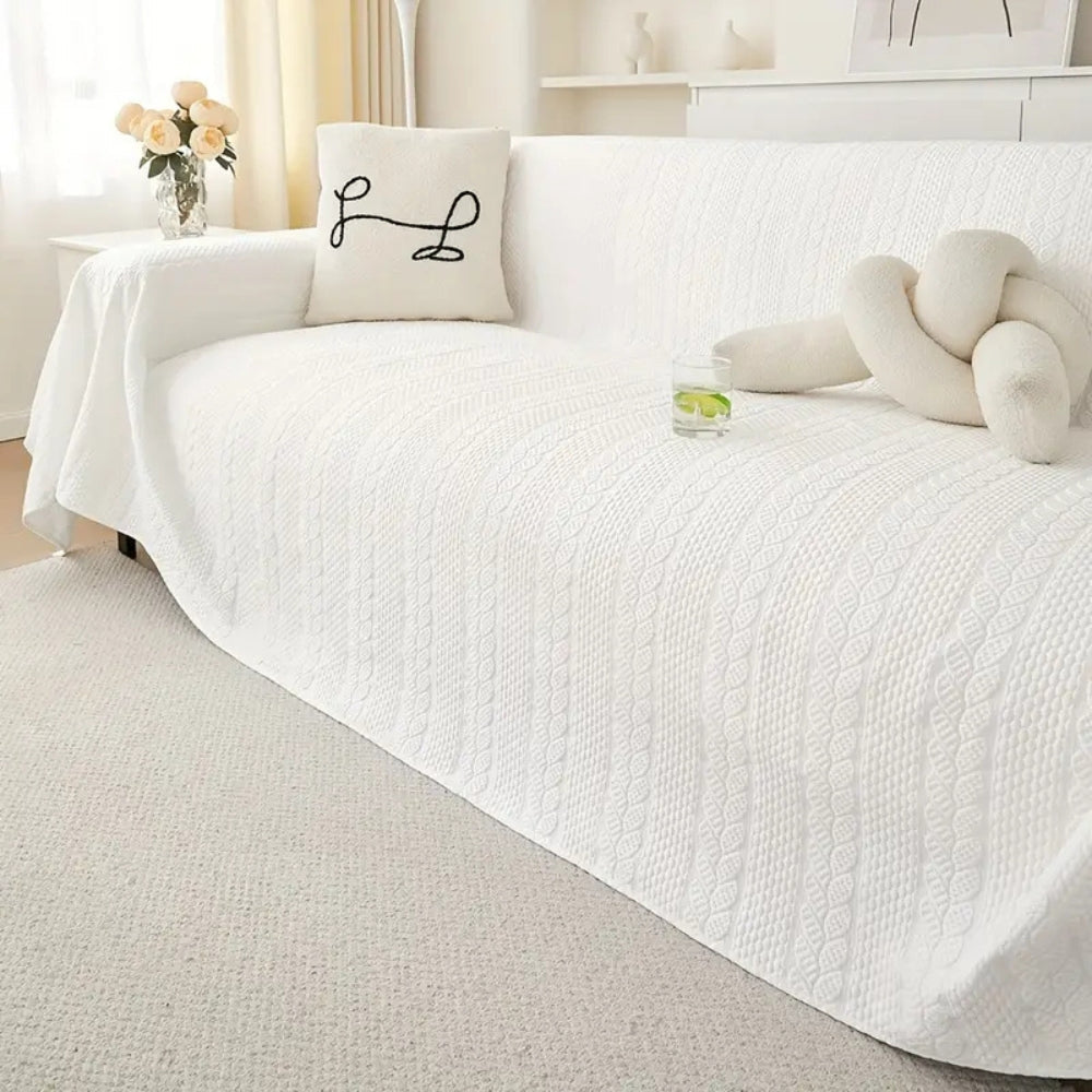 BowLift | Tranquil Plush Leaf Sofa Cover