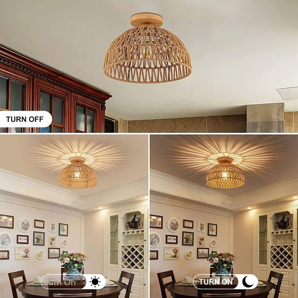 Bohemian Natural Woven Hemp Rope Pendant Light