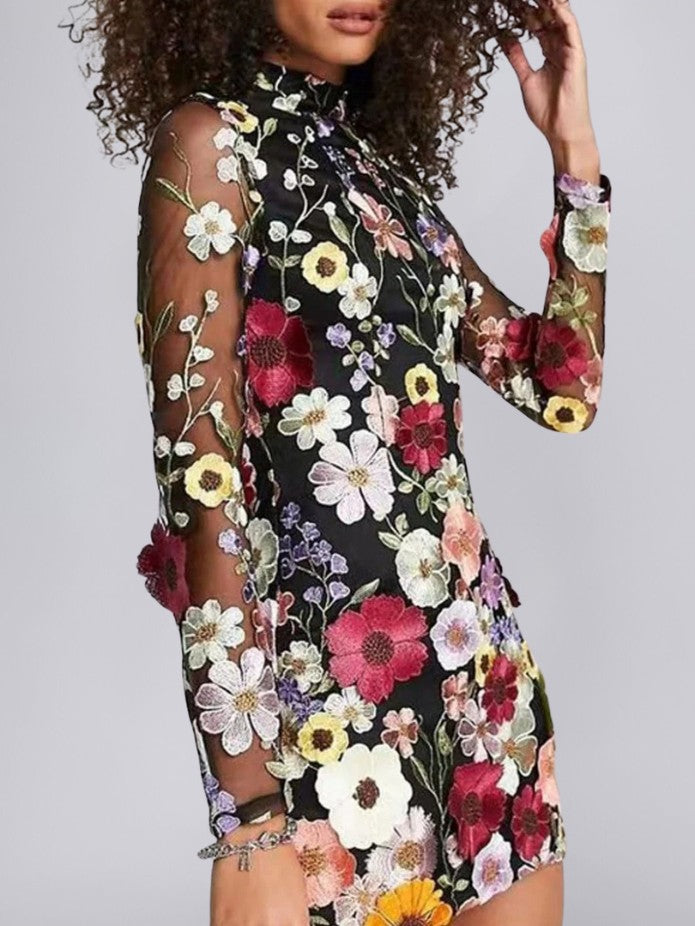 3D Floral Dress with Sustainable Fabric and Elegant Detailing