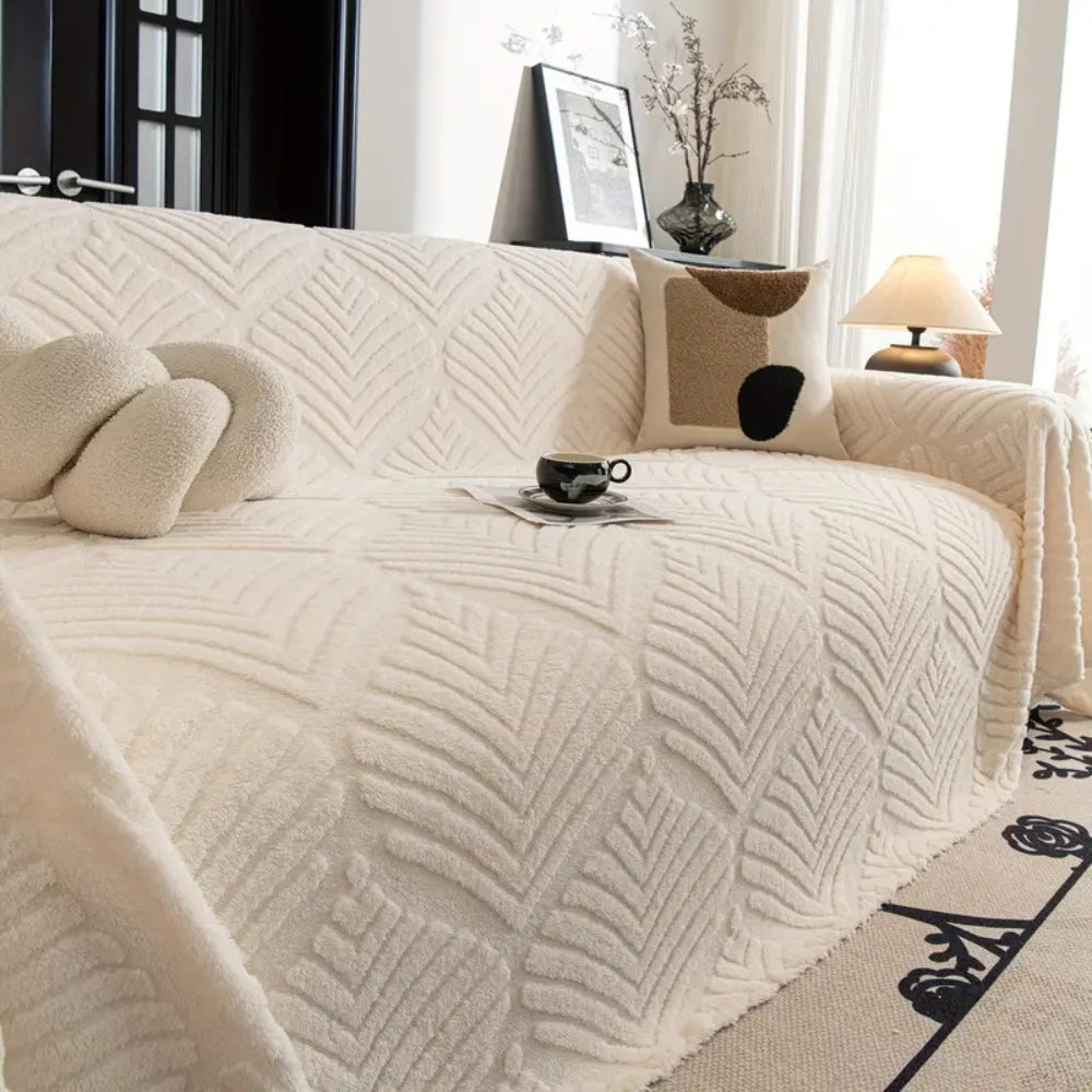 BowLift | Herringbone Leaf Design Fleece Sofa Cover
